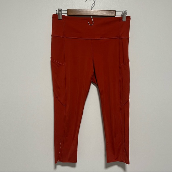 Lululemon Fast Free Reflective Crop 19” Orange Leggings 10 - Picture 1 of 10